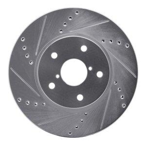 Subaru Legacy Brake Rotor (1) - Front Left - R1 Concepts - Drilled & Slotted - Silver - `15-`19